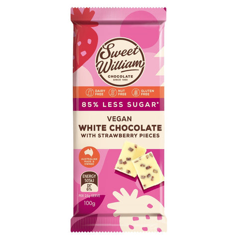 100g White Chocolate with Strawberry Pieces - Sweet William
