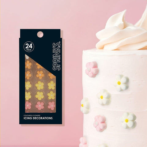 Icing Decorations - Colourful Flowers (24 Pieces)-Sprinks-iPantry-australia
