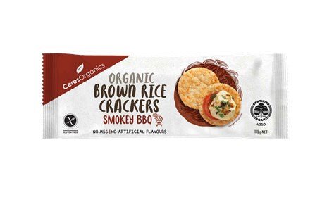 Organic Brown Rice Crackers Smokey BBQ - Ceres Organics