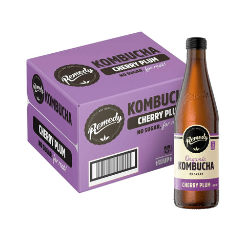 Remedy Kombucha Cherry Plum Bottle 330mL x12 - Remedy