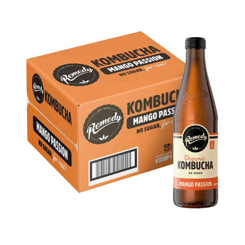 Remedy Kombucha Mango Passion Bottle 330mL x12 - Remedy