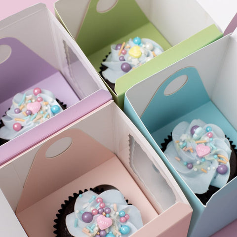 Scalloped Single Cupcake Box (Pack Of 6) - Mixed-PAPYRUS-iPantry-australia