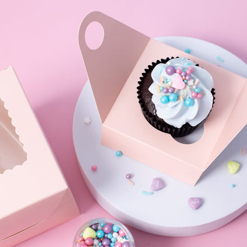 Scalloped Single Cupcake Box (Pack Of 6) - Mixed-PAPYRUS-iPantry-australia