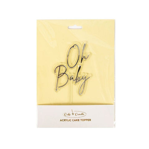Silver / Clear Layered Cake Topper - Oh Baby-Cake & Candle-iPantry-australia