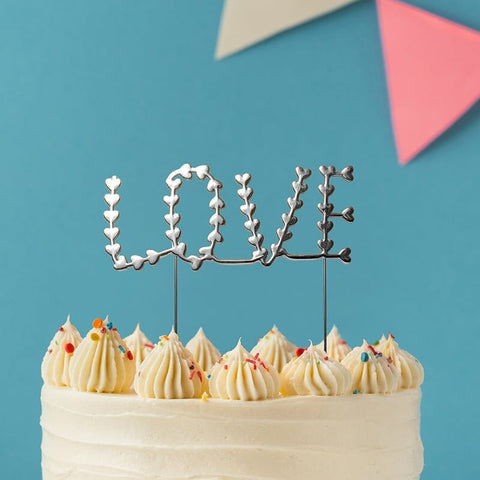 Silver Metal Cake Topper - Love-Cake & Candle-iPantry-australia
