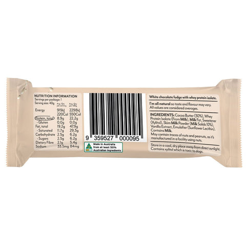 Snack'n Protein Bars - Fudge 40g - White Choc - Snack'n