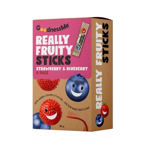 Strawberry & Blueberry Sticks 8Pk 120g - Goodness Me