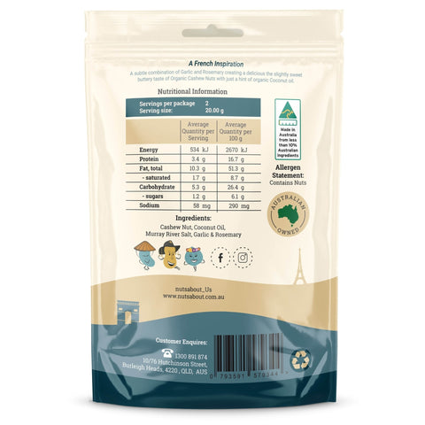 Nuts About Garlic & Rosemary Cashews 40g-Pantry-Nuts About-iPantry-australia