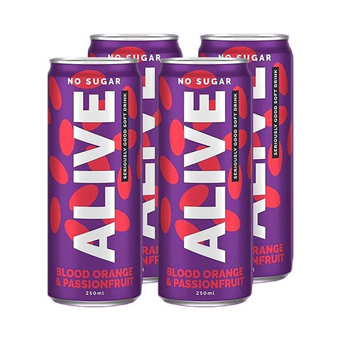 Alive Soft Drink - Blood Orange & Passionfruit 4 x 250ml - Alive