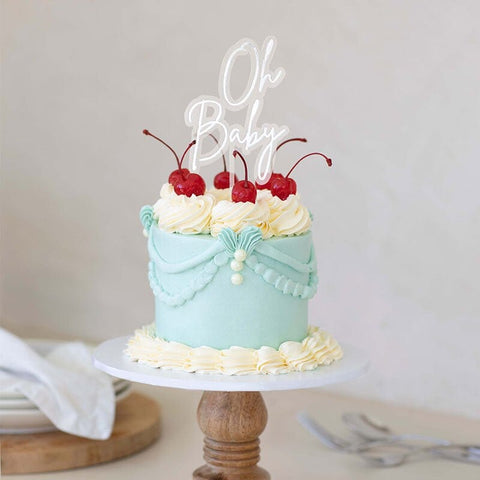 Silver / Clear Layered Cake Topper - Oh Baby-Cake & Candle-iPantry-australia