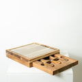 Braemar Glass Cheeseboard & Knife Set Acacia-Sage and Copper-iPantry-australia